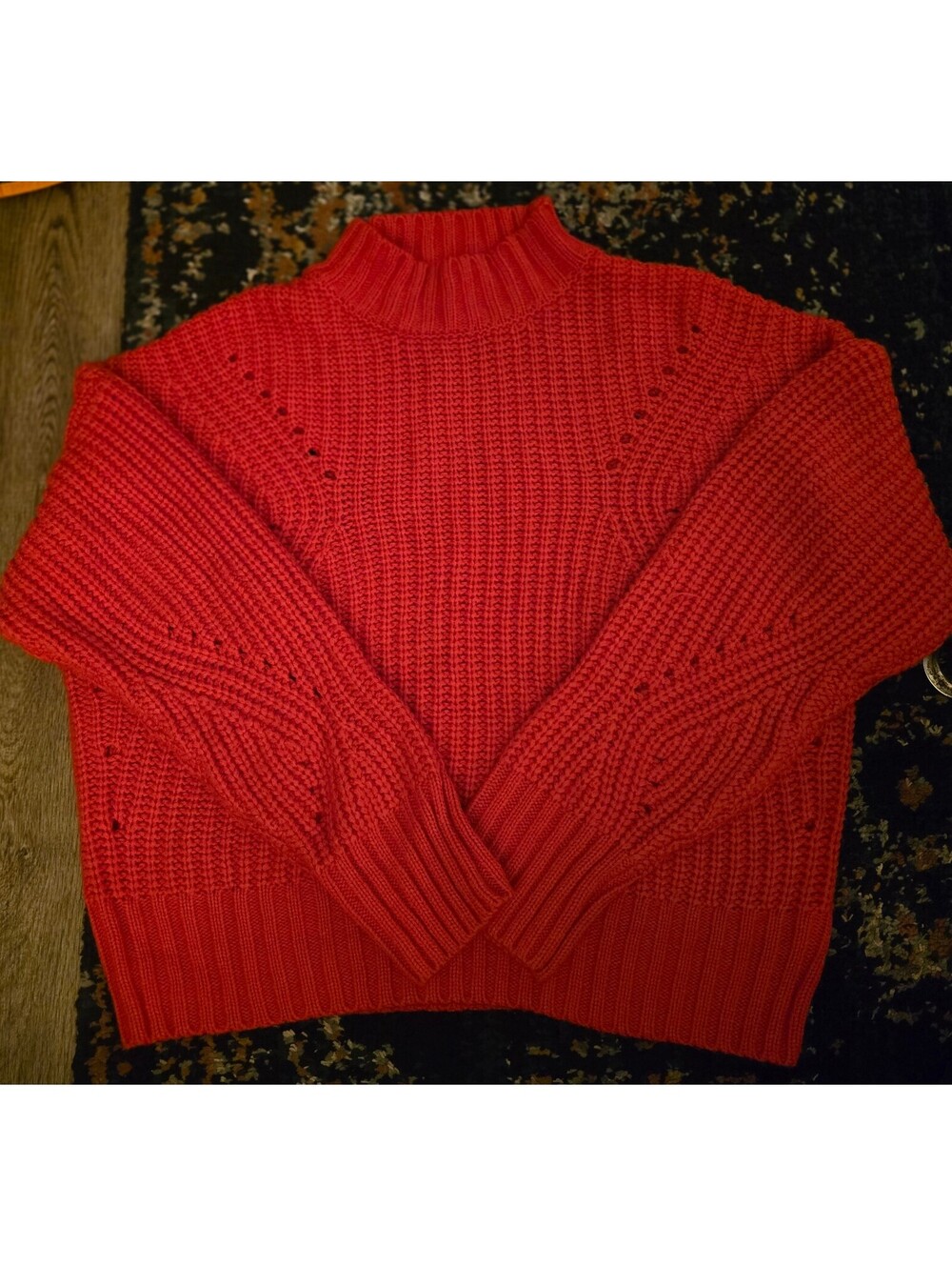 Moon & Madison Red Chunky Knit Mock Neck Sweater